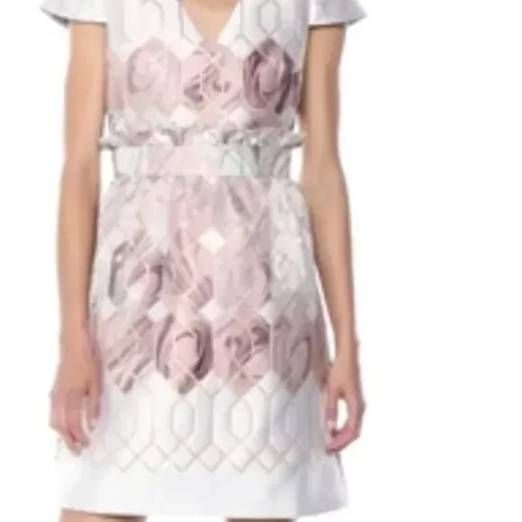 COPY - TED BAKER LONDON Ingrida Jacquard Dress Mid Rose Gold TB 4 sz - Picture 7 of 8